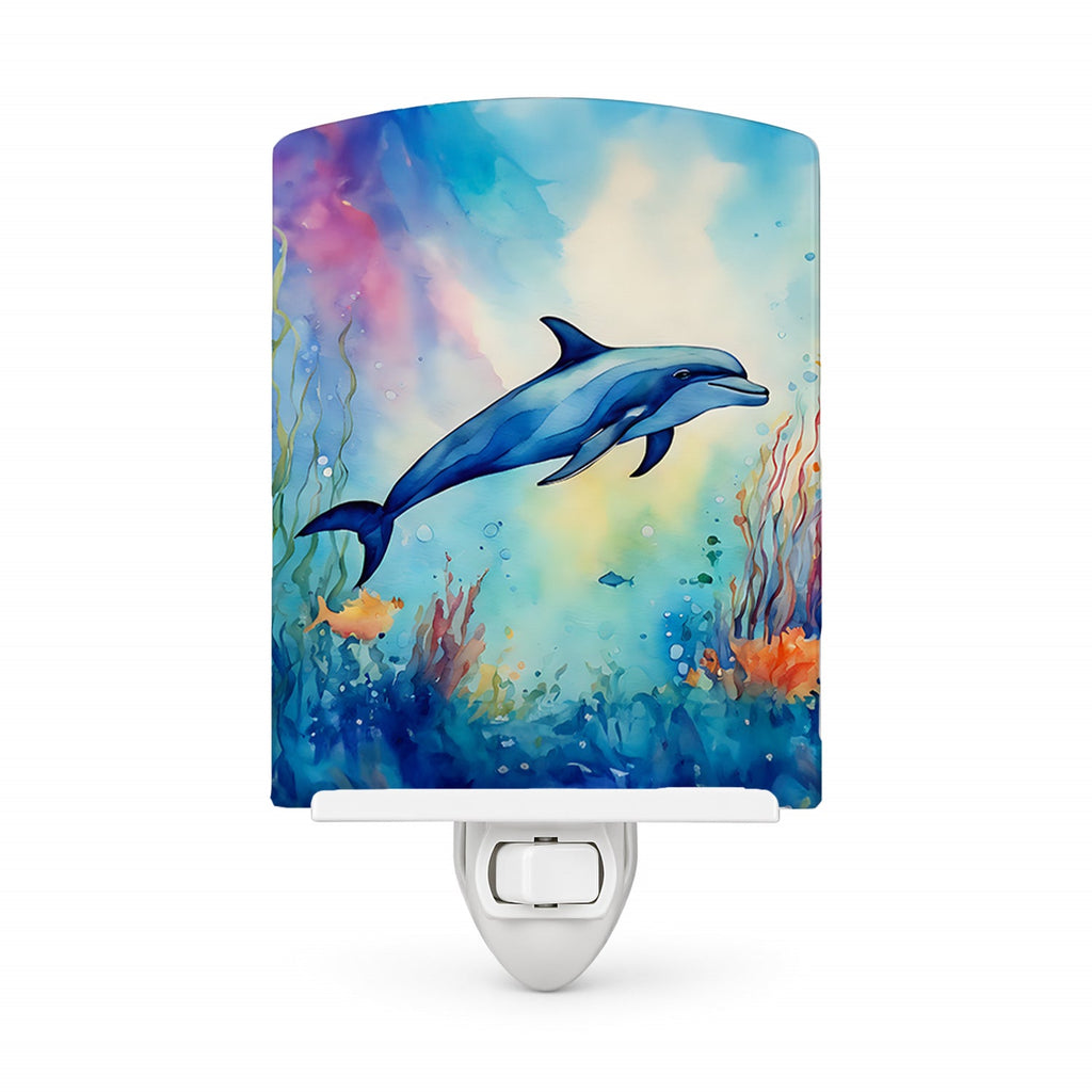 Dolphin Ceramic Night Light Compact, UL-Certified, Ideal for Bedroom, Bathroom, Nursery, Hallway, Kitchen, 6x4x3, Multicolor