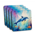 Dolphin Foam Coasters Set of 4 Cup Coasters for Indoor Outdoor, Tabletop Protection, Anti Slip, Mouse pad Material
