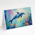 Dolphin Greeting Cards Pack of 8 Blank Cards with Envelopes Whimsical A7 Size 5x7