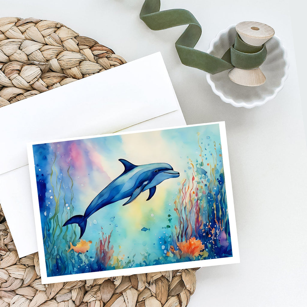Dolphin Greeting Cards Pack of 8 Blank Cards with Envelopes Whimsical A7 Size 5x7