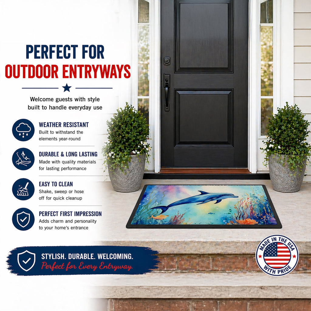 Dolphin Doormat Indoor Outdoor 18H X 27W Front Door Mat Rugs for Entryway, Non Slip Washable