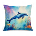 Dolphin Decorative Throw Pillow 14x14 Indoor Outdoor Accent Cushion, Fabric Cover with Insert for Sofa, Bed, Porch & Living Room
