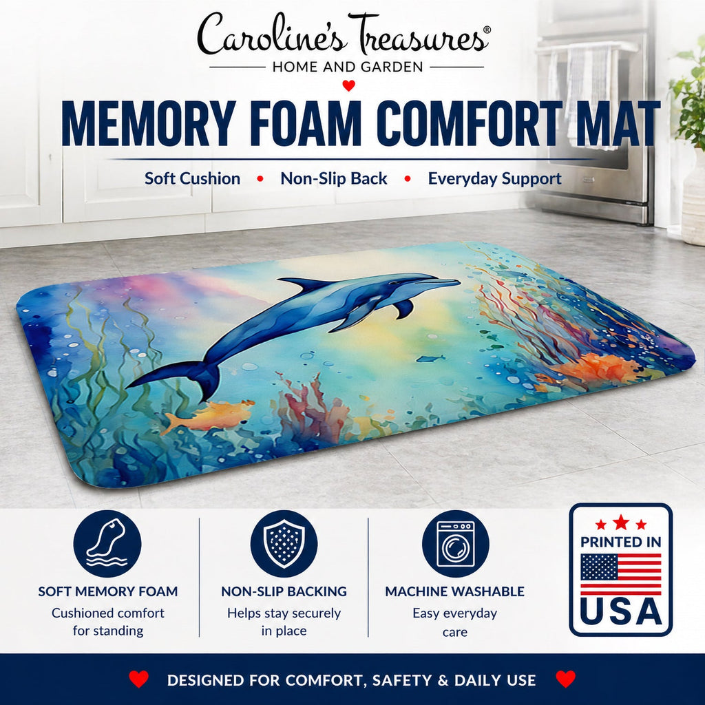 Dolphin Memory Foam Kitchen Mat Machine Washable Anti-Fatigue Cushion Comfort Bath or Kitchen Rug