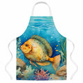 Flounder Apron Cooking Kitchen Server Baking Crafts Gardening for Adult Women Men, Unisex, Large, Multicolor