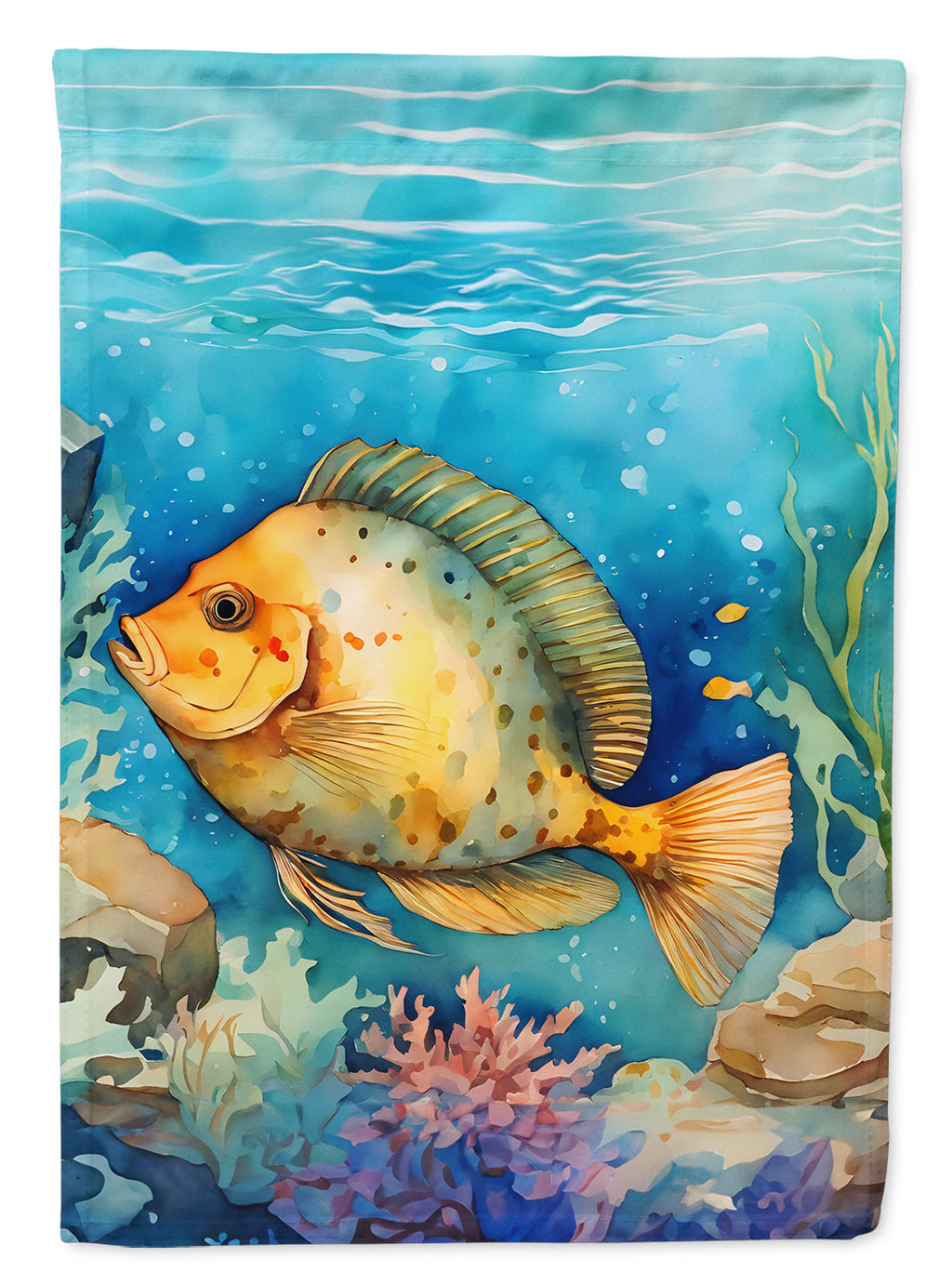 Flounder House Flag 28x40 Porch Sleeve Pole Decorative Outside Yard Banner Artwork Wall Hanging, Polyester