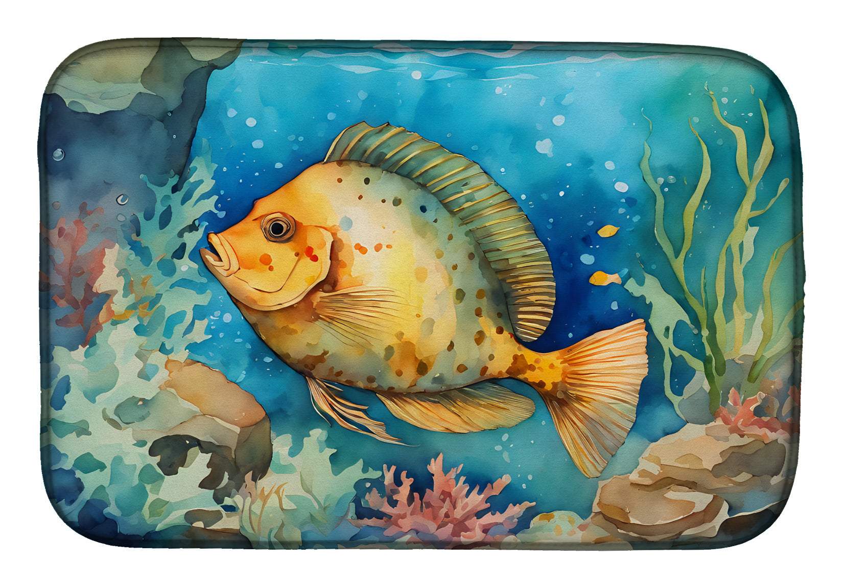 Flounder Dish Drying Mat Absorbent Dish Drying Mat Pad for Kitchen Counter Dish Drainer Mat for Countertop, 14 x 21", Multicolor