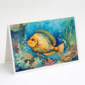 Flounder Greeting Cards Pack of 8 Blank Cards with Envelopes Whimsical A7 Size 5x7