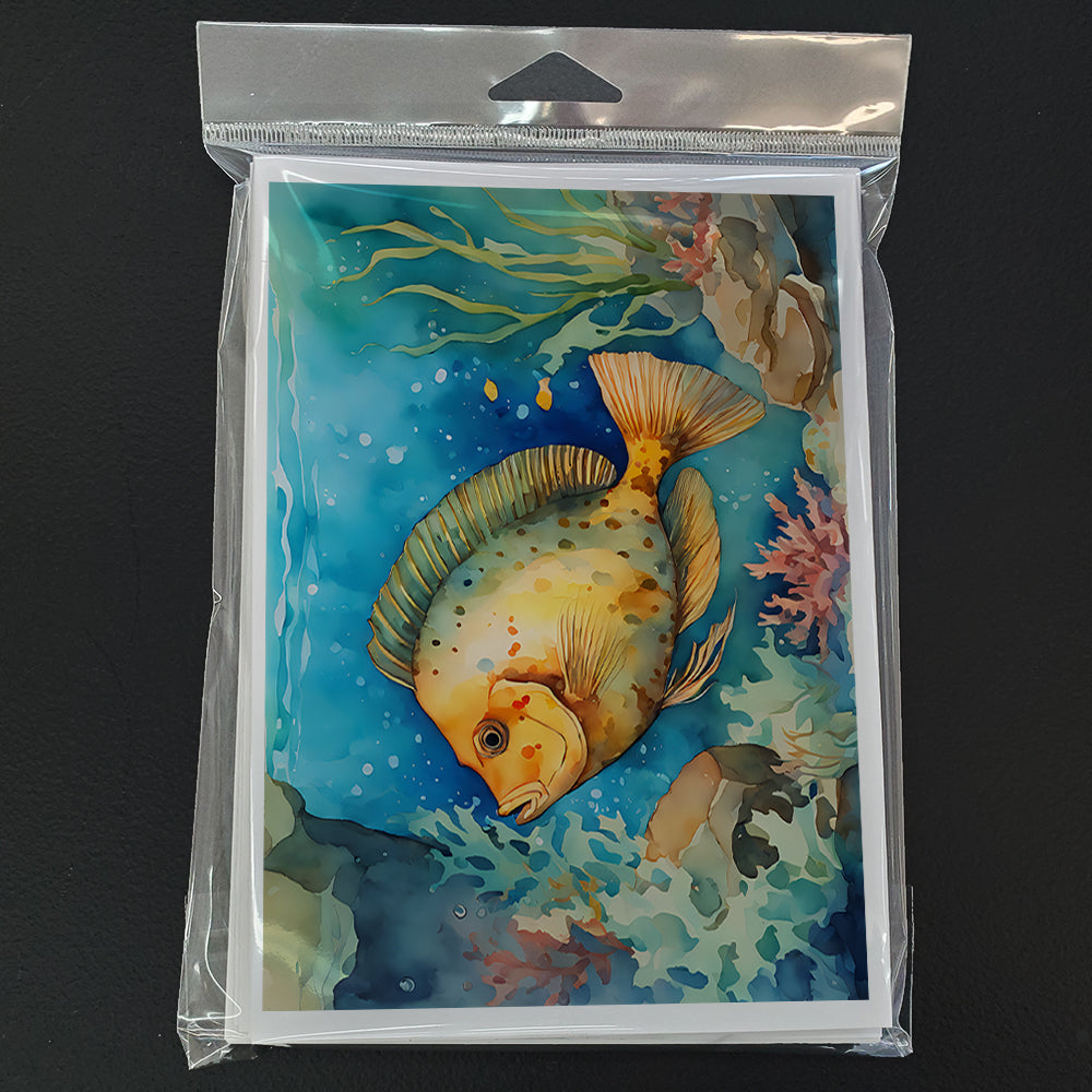 Flounder Greeting Cards Pack of 8 Blank Cards with Envelopes Whimsical A7 Size 5x7