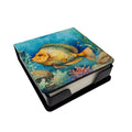 Flounder PU Leather Note Paper Holder with Artist-Designed Cover, Desk Accessory, Office Gift