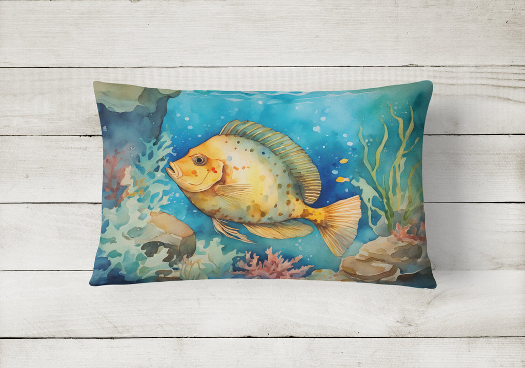 Flounder Decorative Throw Pillow 12x16 Indoor Outdoor Accent Cushion, Fabric Cover with Insert for Sofa, Bed, Porch & Living Room