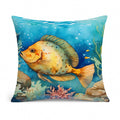 Flounder Decorative Throw Pillow 14x14 Indoor Outdoor Accent Cushion, Fabric Cover with Insert for Sofa, Bed, Porch & Living Room