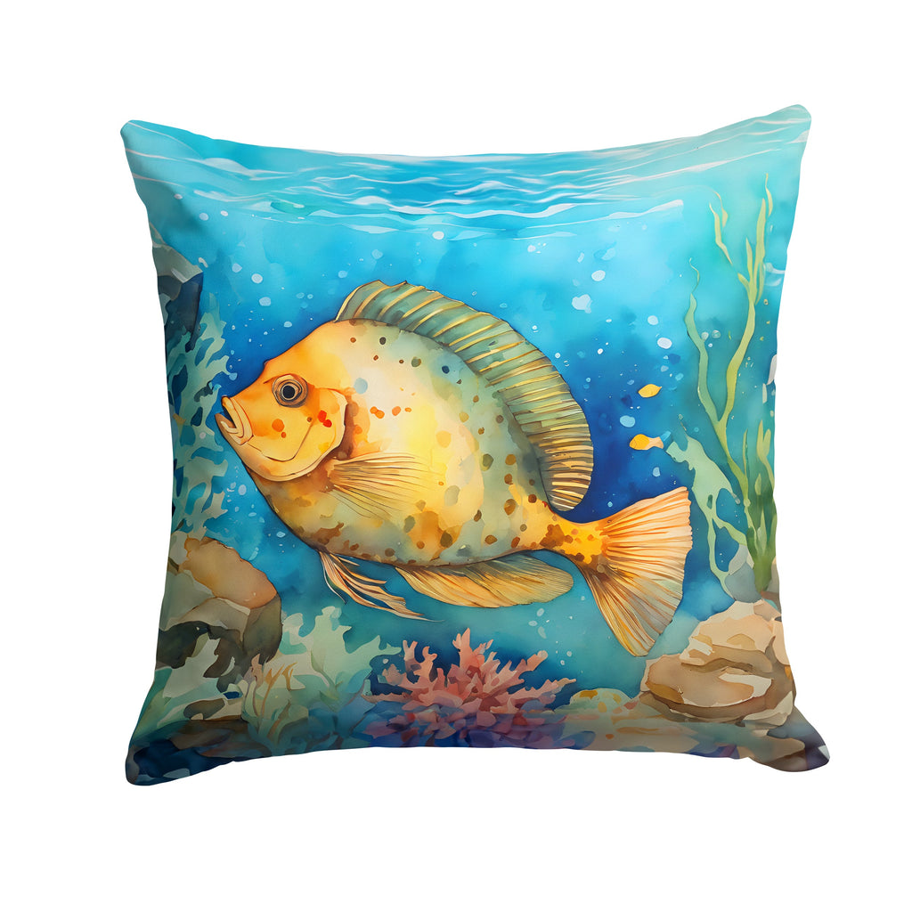 Flounder Decorative Throw Pillow 18x18 Indoor Outdoor Accent Cushion, Fabric Cover with Insert for Sofa, Bed, Porch & Living Room
