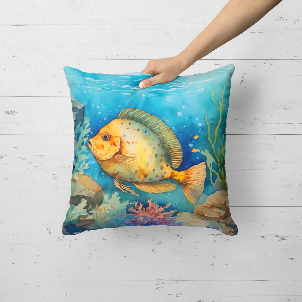Flounder Decorative Throw Pillow 18x18 Indoor Outdoor Accent Cushion, Fabric Cover with Insert for Sofa, Bed, Porch & Living Room