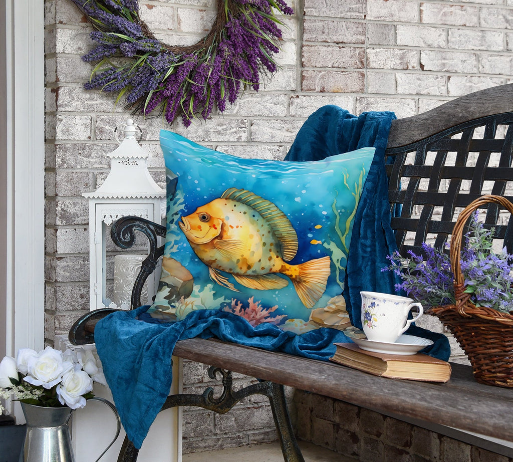 Flounder Decorative Throw Pillow 18x18 Indoor Outdoor Accent Cushion, Fabric Cover with Insert for Sofa, Bed, Porch & Living Room