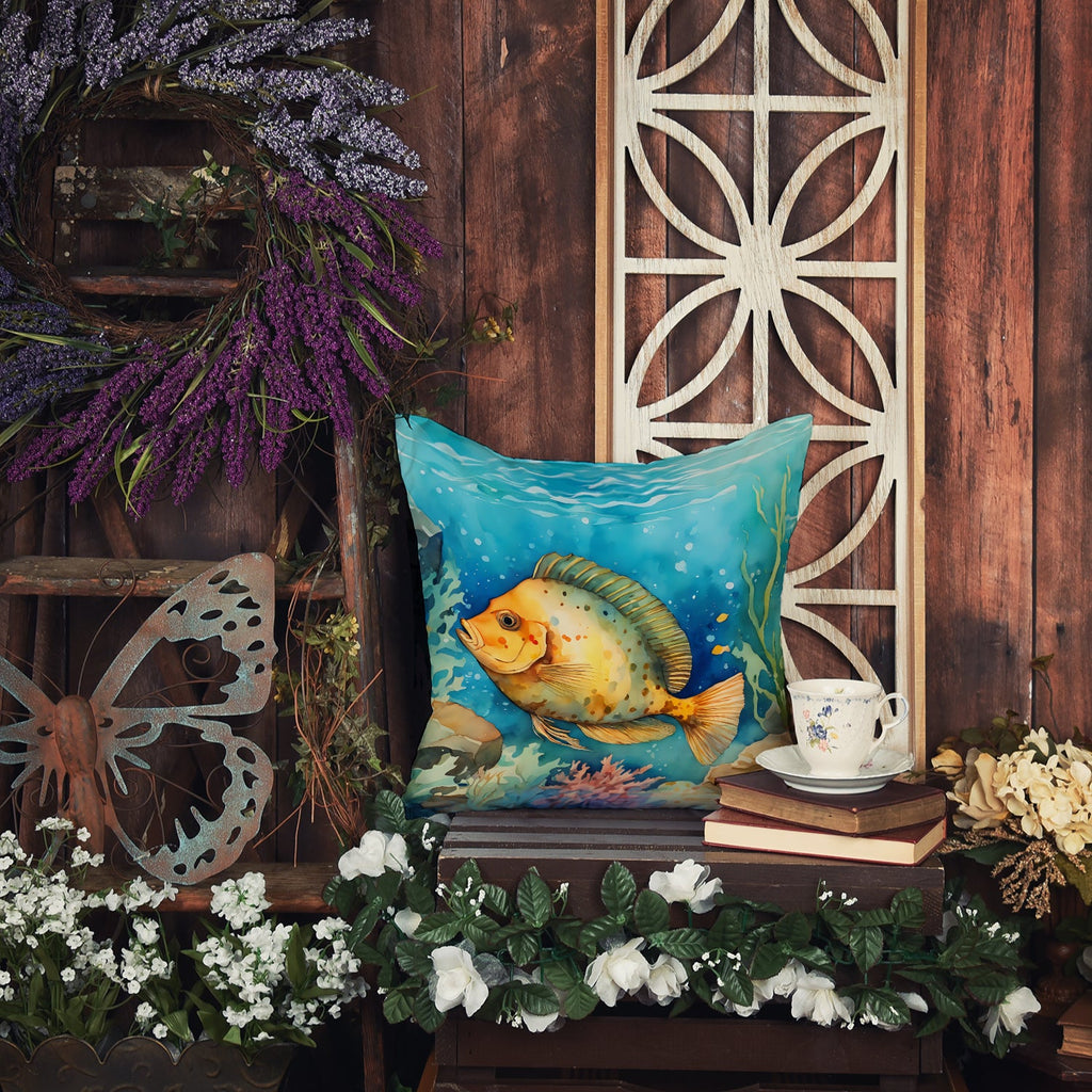 Flounder Decorative Throw Pillow 18x18 Indoor Outdoor Accent Cushion, Fabric Cover with Insert for Sofa, Bed, Porch & Living Room