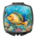 Flounder Compact Mirror Decorative Travel Makeup Mirror for Women Girls Gifts Pocket Makeup Mirror Folding Handheld