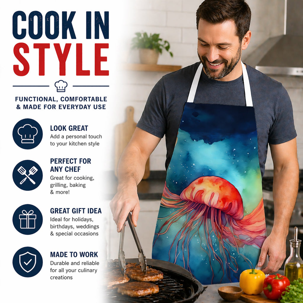 Jellyfish Apron Cooking Kitchen Server Baking Crafts Gardening for Adult Women Men, Unisex, Large, Multicolor