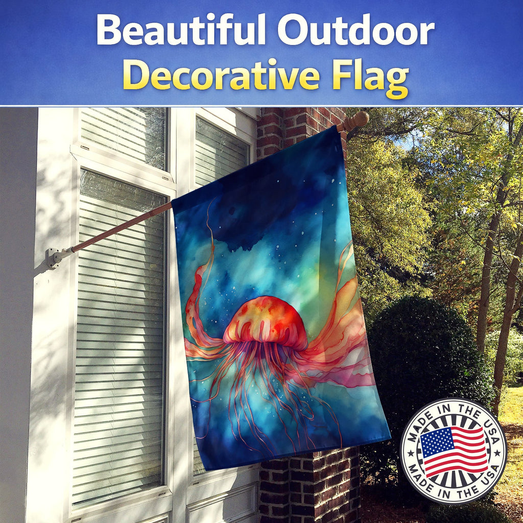 Jellyfish House Flag 28x40 Porch Sleeve Pole Decorative Outside Yard Banner Artwork Wall Hanging, Polyester