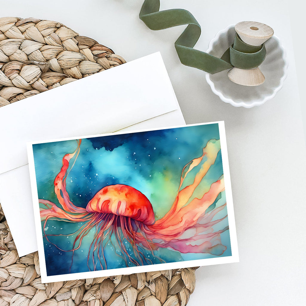 Jellyfish Greeting Cards Pack of 8 Blank Cards with Envelopes Whimsical A7 Size 5x7