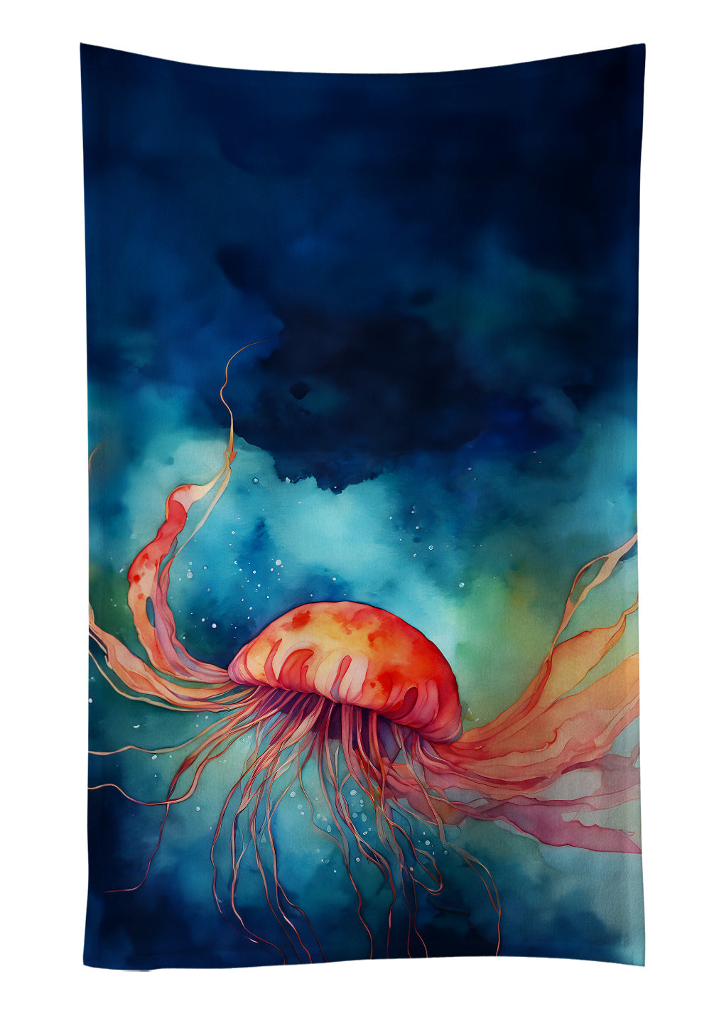 Jellyfish Kitchen Towel Velour Plush Front and Cotton Loop Back Machine Washable