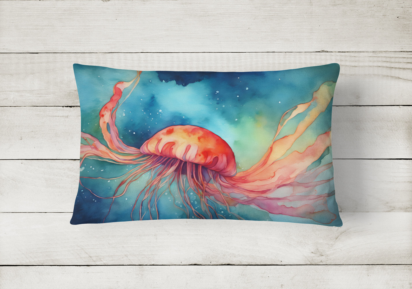 Jellyfish Decorative Throw Pillow 12x16 Indoor Outdoor Accent Cushion, Fabric Cover with Insert for Sofa, Bed, Porch & Living Room