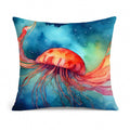 Jellyfish Decorative Throw Pillow 14x14 Indoor Outdoor Accent Cushion, Fabric Cover with Insert for Sofa, Bed, Porch & Living Room