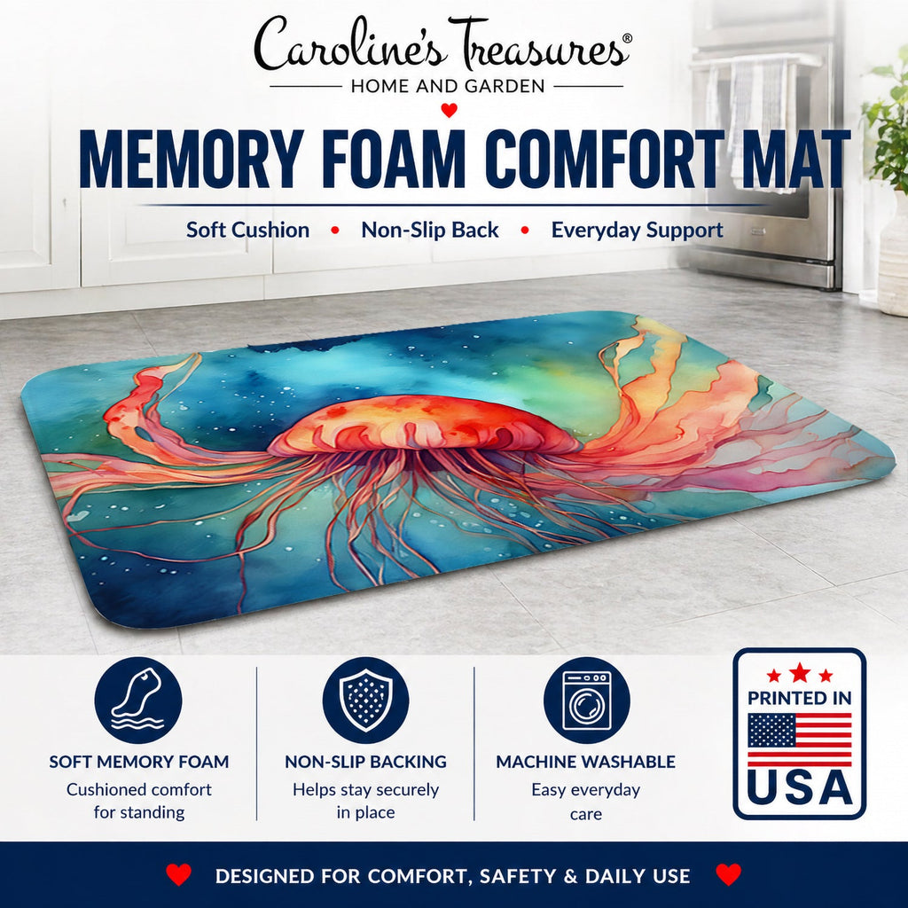 Jellyfish Memory Foam Kitchen Mat Machine Washable Anti-Fatigue Cushion Comfort Bath or Kitchen Rug