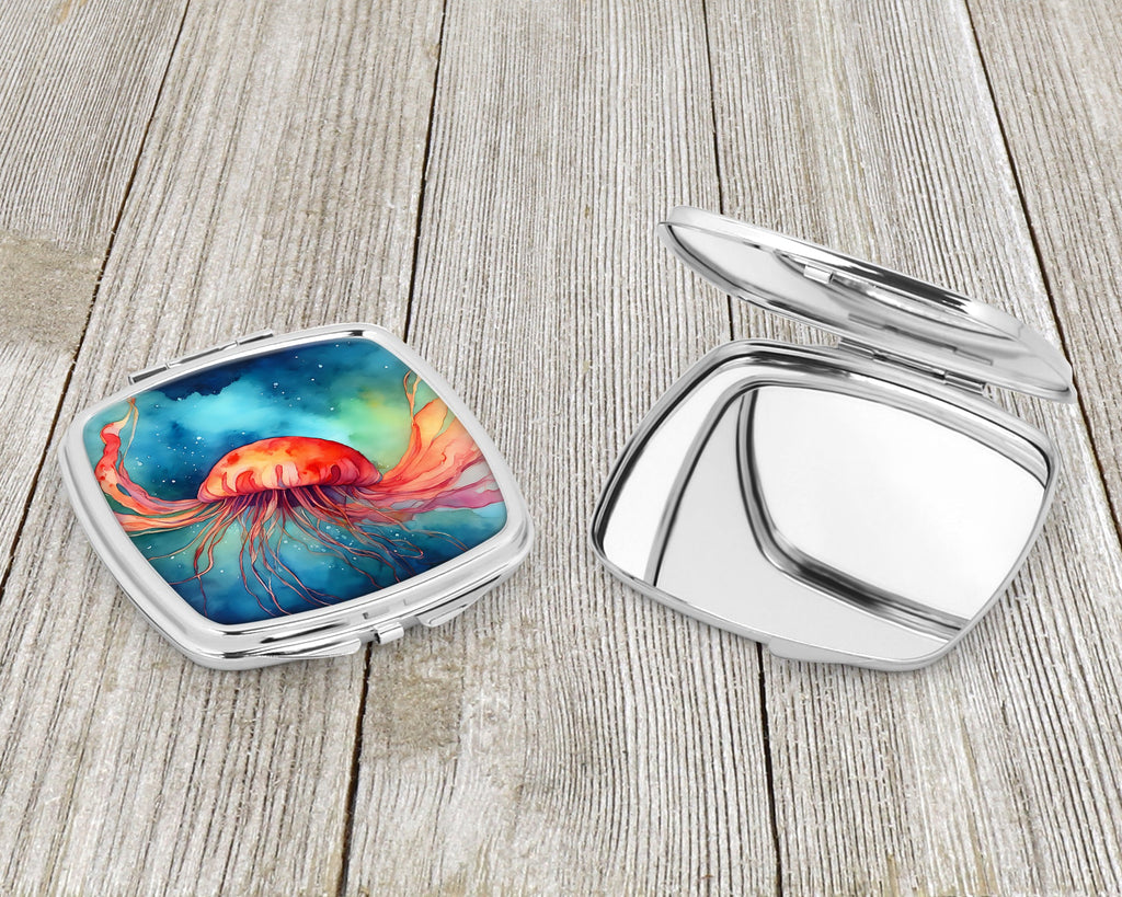 Jellyfish Compact Mirror Decorative Travel Makeup Mirror for Women Girls Gifts Pocket Makeup Mirror Folding Handheld