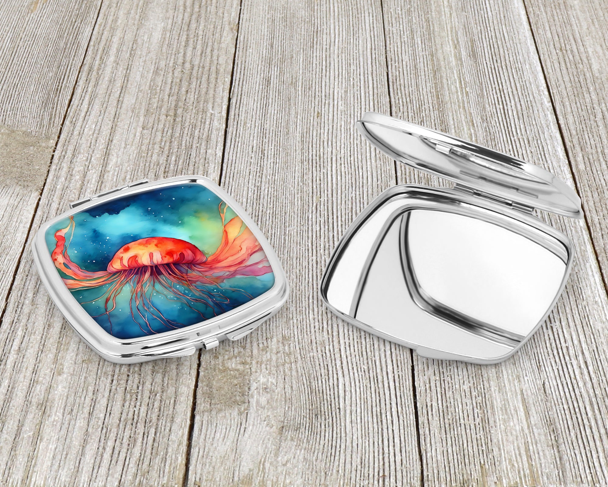 Jellyfish Compact Mirror Decorative Travel Makeup Mirror for Women Girls Gifts Pocket Makeup Mirror Folding Handheld