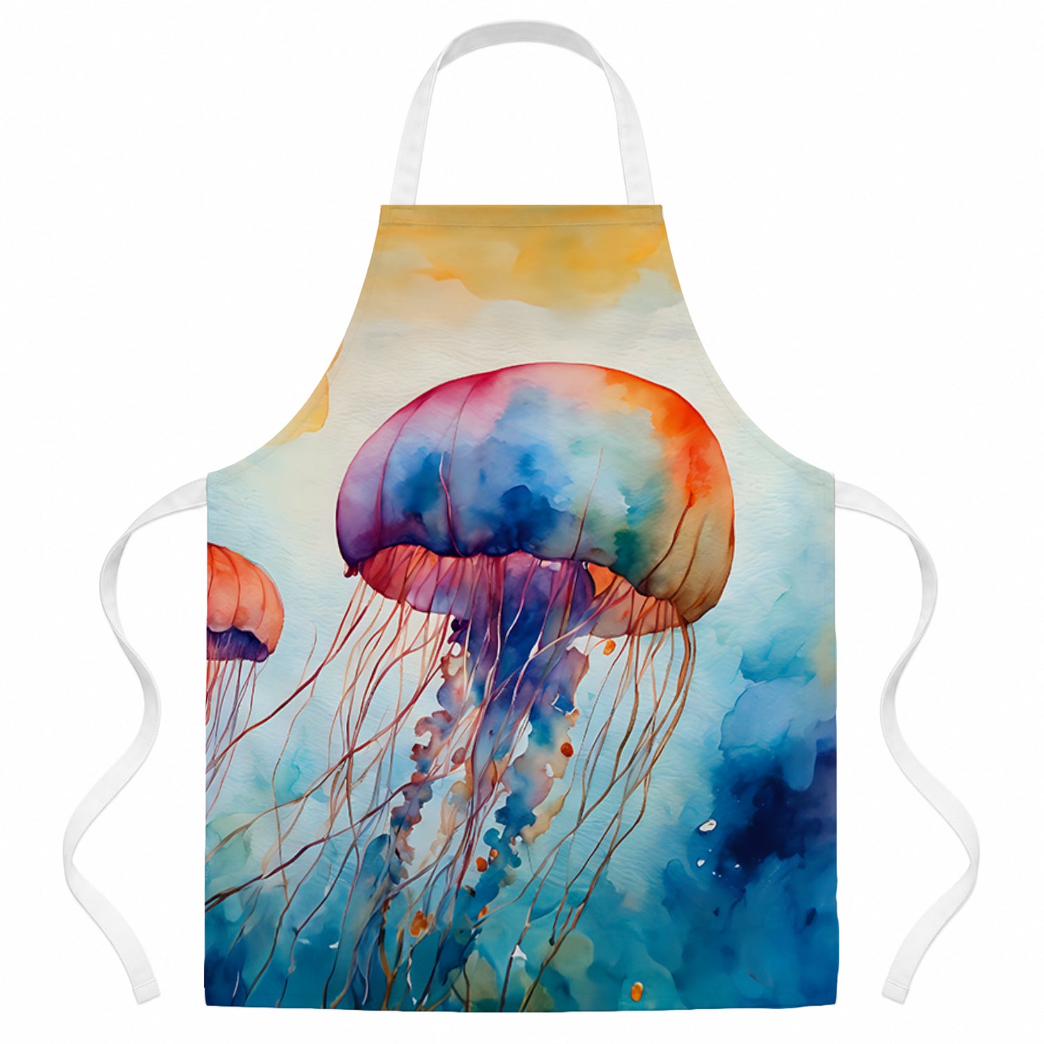 Jellyfish Apron Cooking Kitchen Server Baking Crafts Gardening for Adult Women Men, Unisex, Large, Multicolor