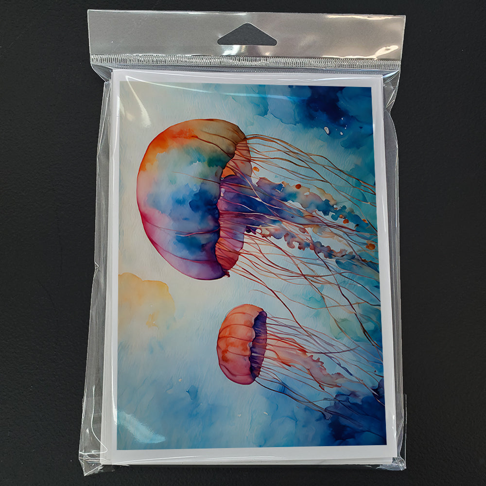 Jellyfish Greeting Cards Pack of 8 Blank Cards with Envelopes Whimsical A7 Size 5x7