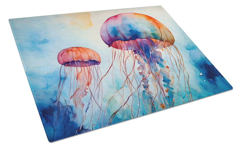 Jellyfish Cutting Board Tempered Glass Kitchen Cutting Surface, Heat Resistant Chopping, Non-Slip Feet, Food Prep & Serving