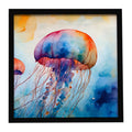 Jellyfish Framed Metal Print Bathroom, Kitchen, Office, Home Decor Wall Art Ready to Hang, Square, 8X8