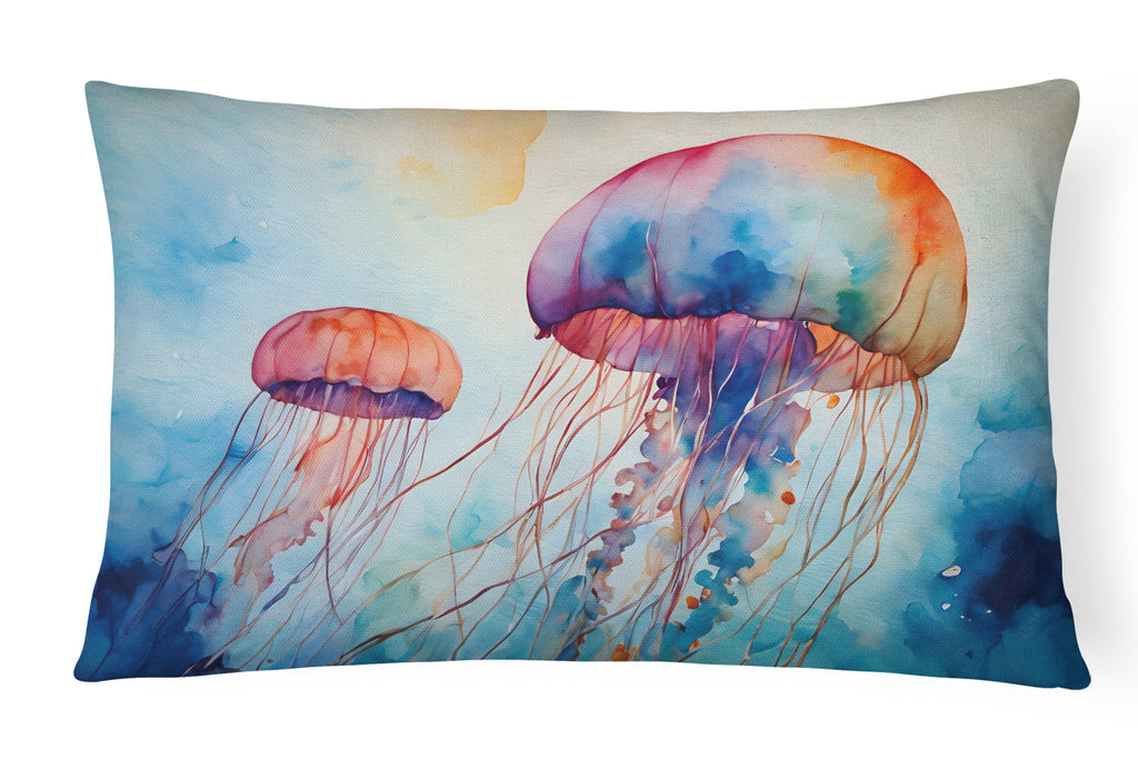 Jellyfish Decorative Throw Pillow 12x16 Indoor Outdoor Accent Cushion, Fabric Cover with Insert for Sofa, Bed, Porch & Living Room