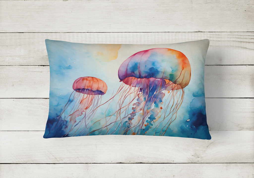 Jellyfish Decorative Throw Pillow 12x16 Indoor Outdoor Accent Cushion, Fabric Cover with Insert for Sofa, Bed, Porch & Living Room