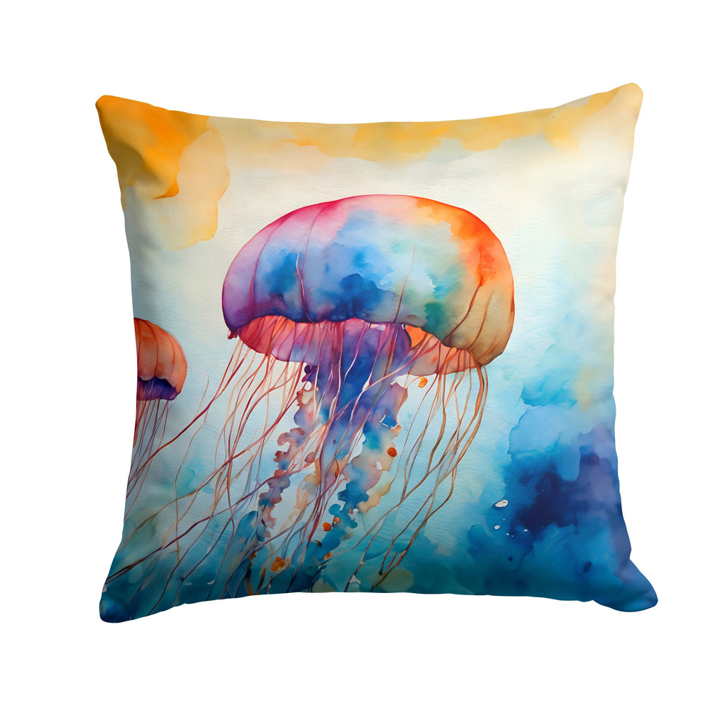 Jellyfish Decorative Throw Pillow 18x18 Indoor Outdoor Accent Cushion, Fabric Cover with Insert for Sofa, Bed, Porch & Living Room
