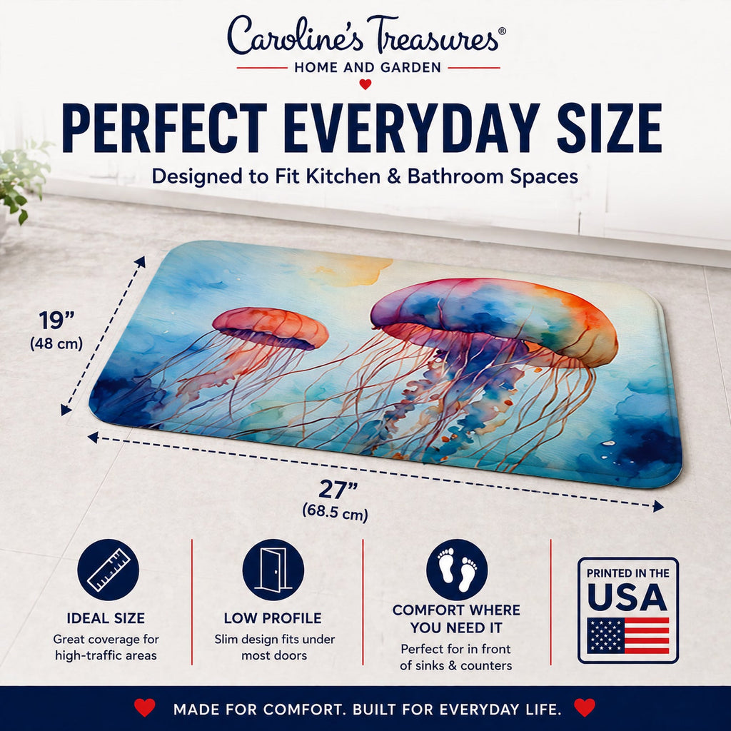 Jellyfish Memory Foam Kitchen Mat Machine Washable Anti-Fatigue Cushion Comfort Bath or Kitchen Rug