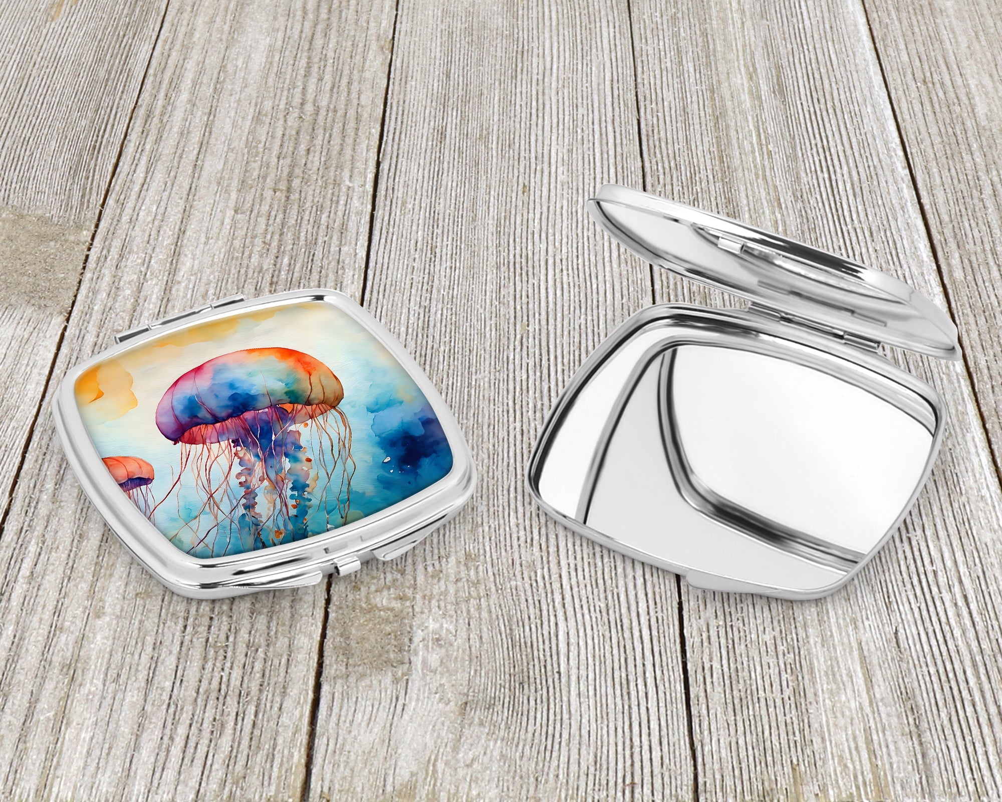 Jellyfish Compact Mirror Decorative Travel Makeup Mirror for Women Girls Gifts Pocket Makeup Mirror Folding Handheld