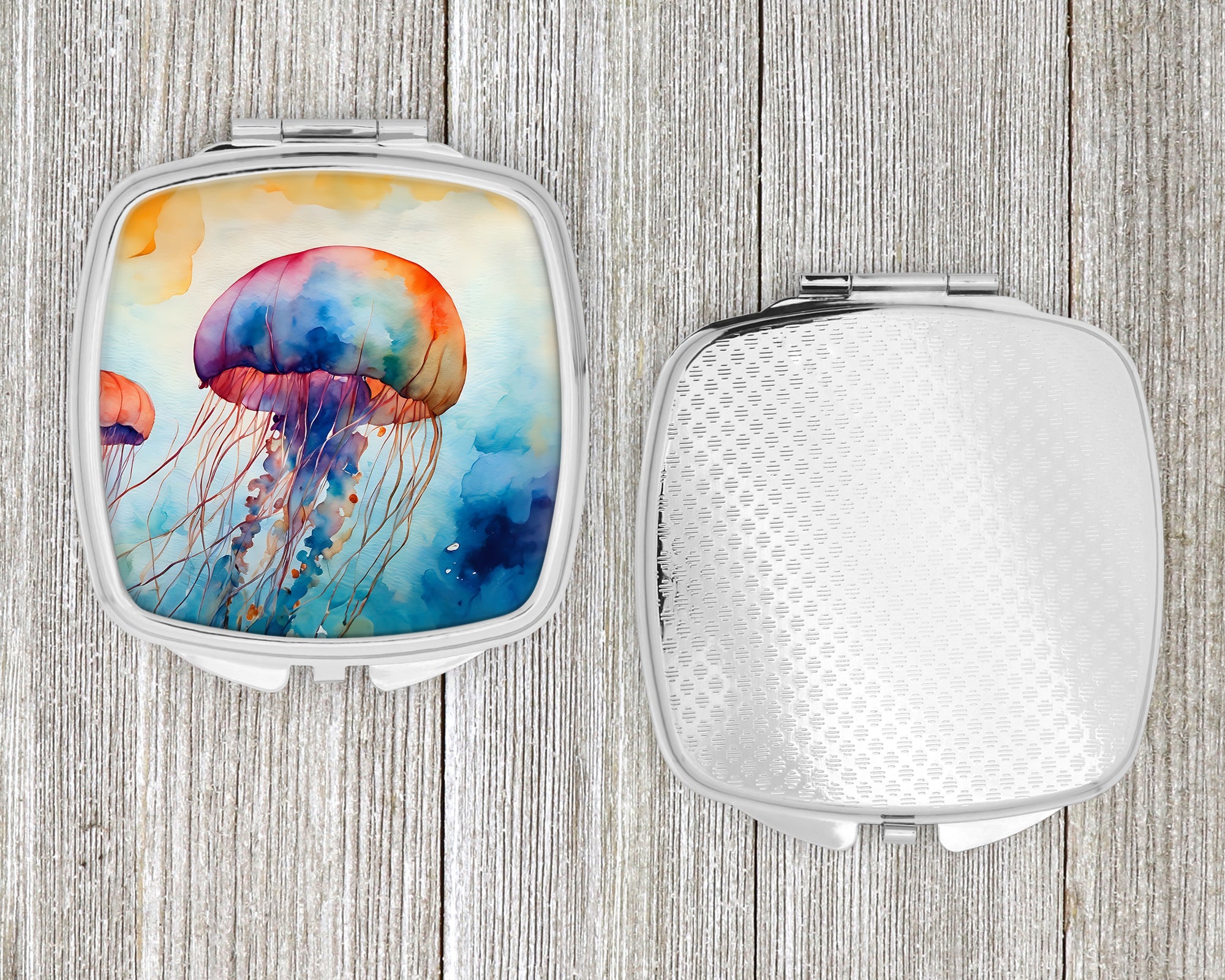 Jellyfish Compact Mirror Decorative Travel Makeup Mirror for Women Girls Gifts Pocket Makeup Mirror Folding Handheld
