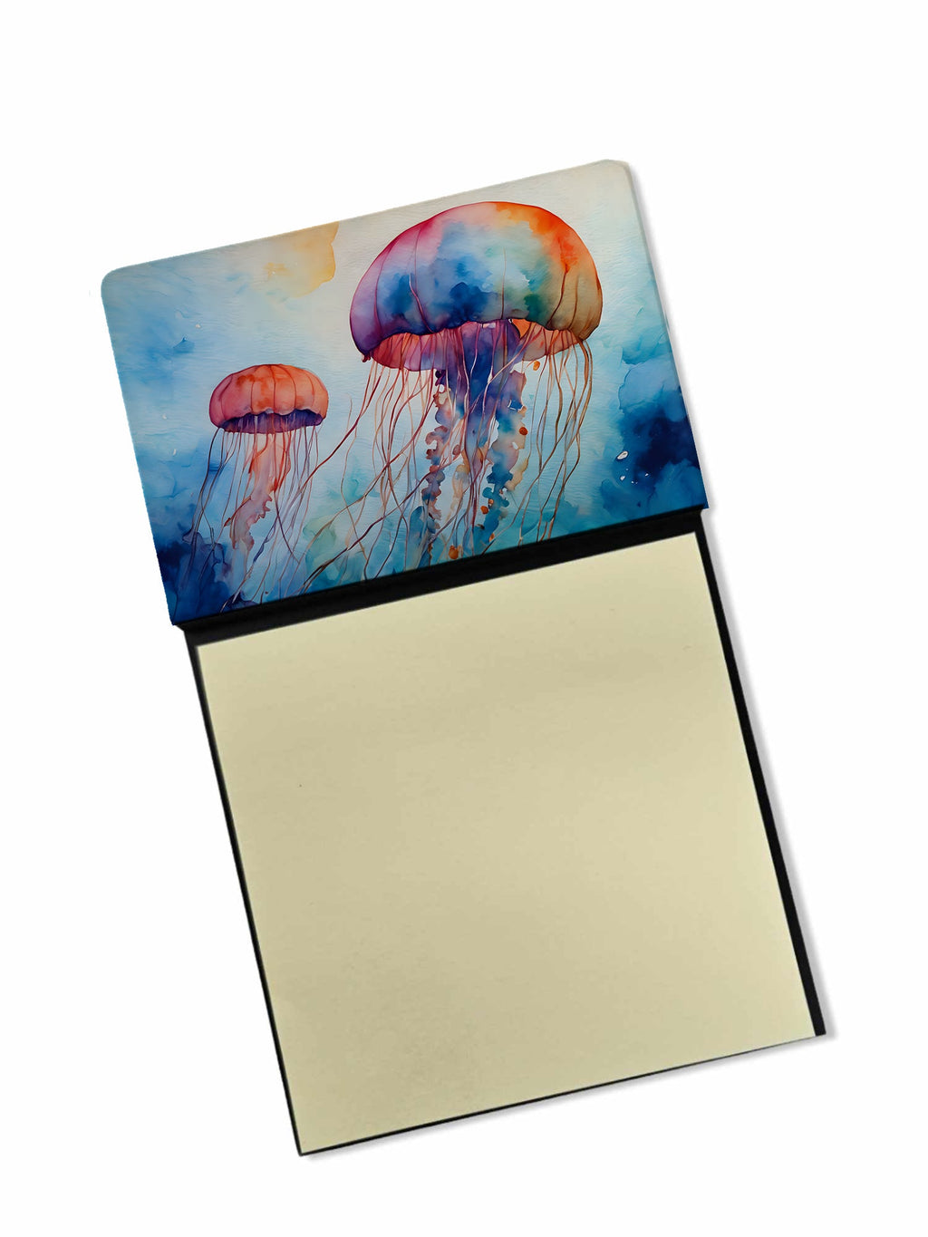 Jellyfish Watercolor Sticky Note Holder Refillable Dispenser Desk Accessory 3x3 Pad Gift
