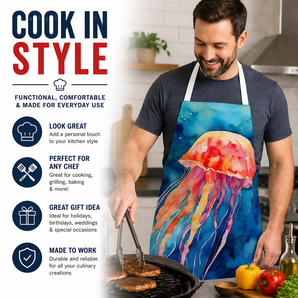 Jellyfish Apron Cooking Kitchen Server Baking Crafts Gardening for Adult Women Men, Unisex, Large, Multicolor