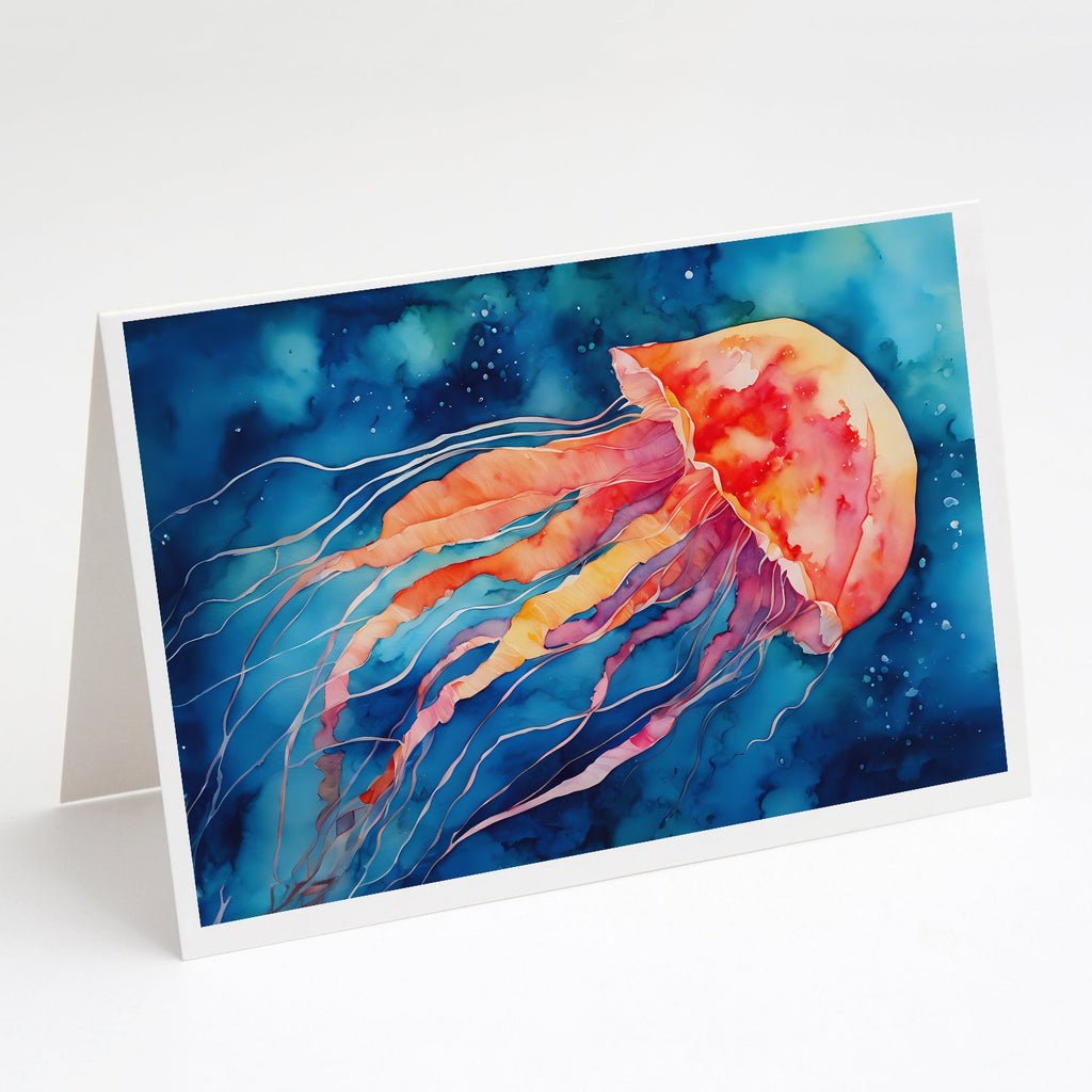 Jellyfish Greeting Cards Pack of 8 Blank Cards with Envelopes Whimsical A7 Size 5x7