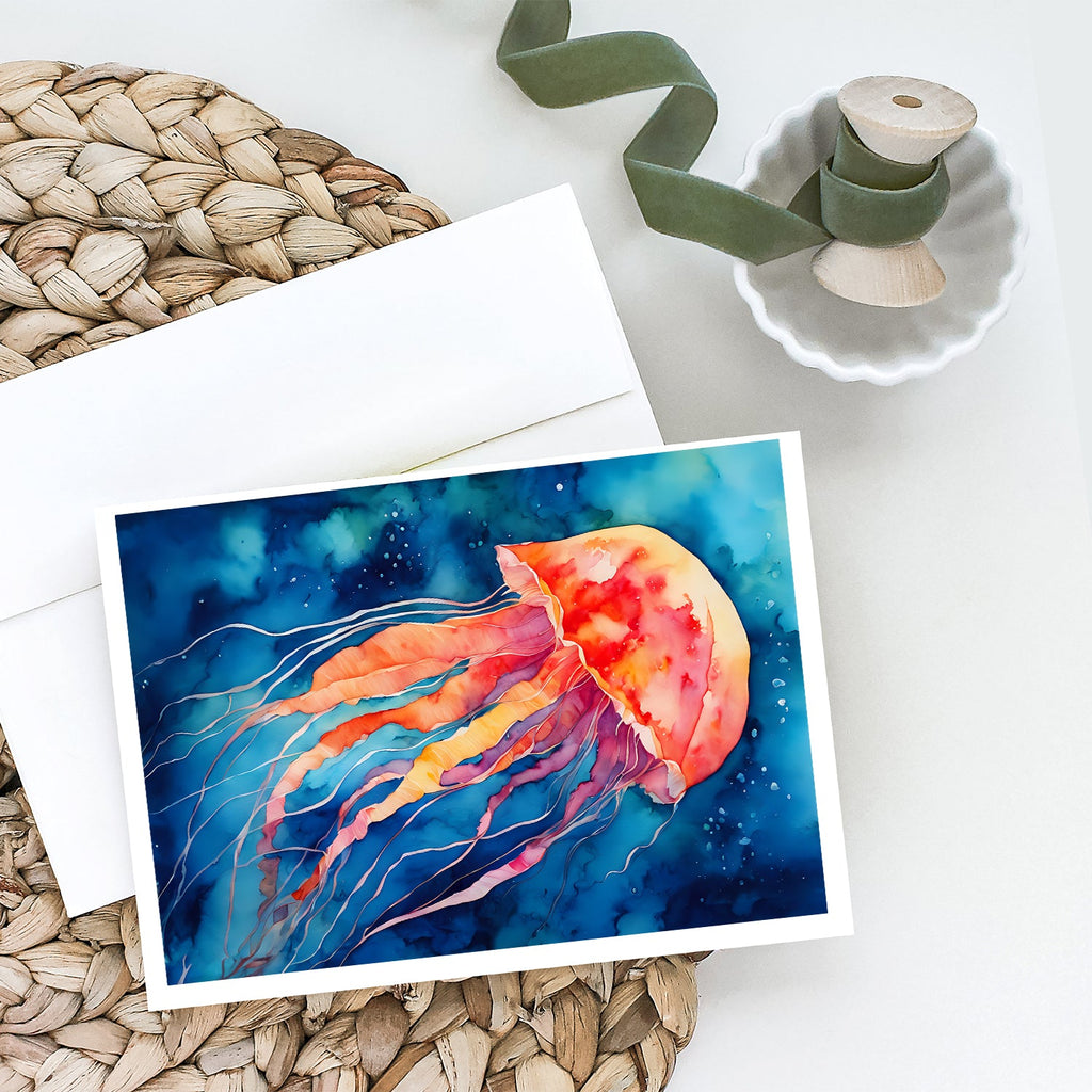 Jellyfish Greeting Cards Pack of 8 Blank Cards with Envelopes Whimsical A7 Size 5x7