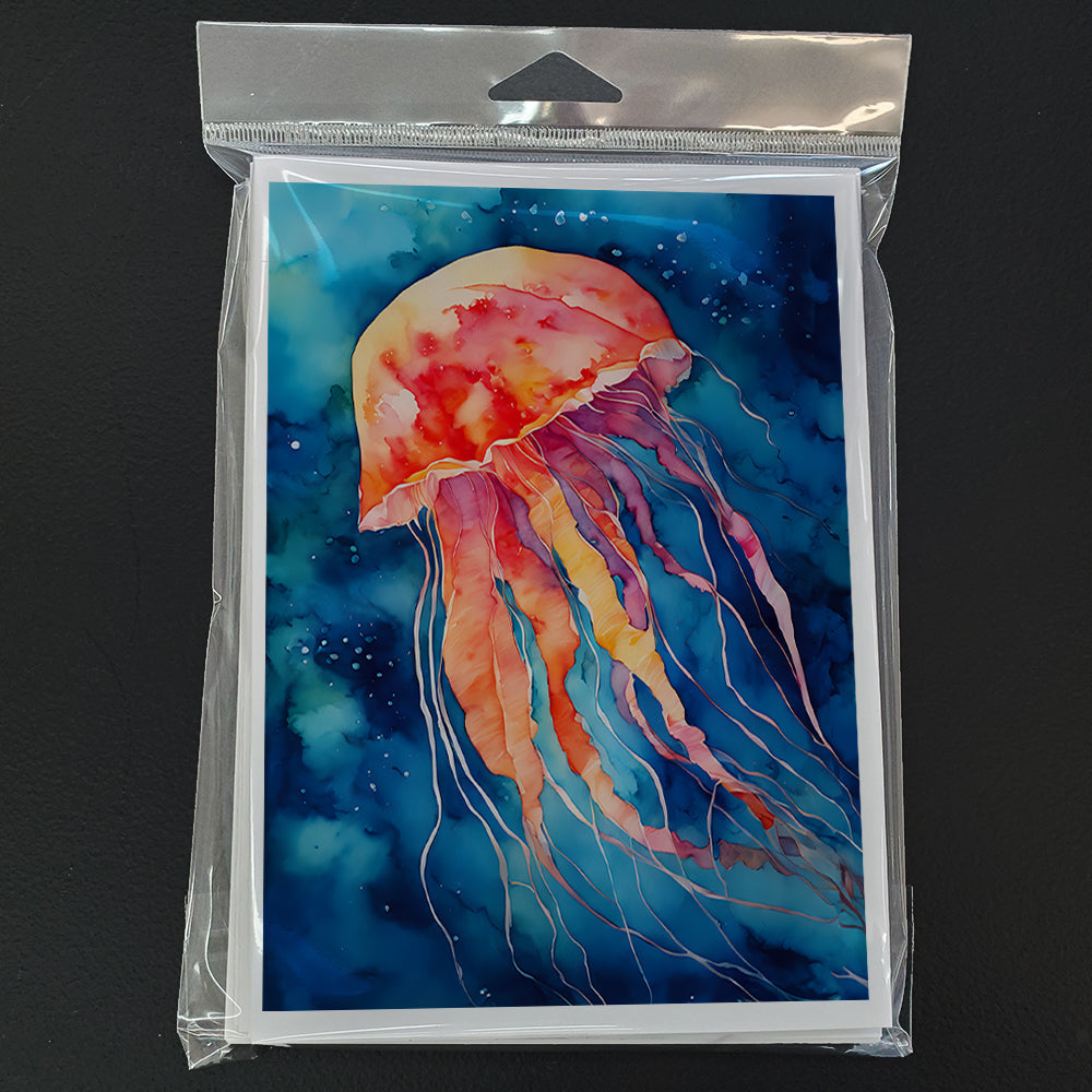 Jellyfish Greeting Cards Pack of 8 Blank Cards with Envelopes Whimsical A7 Size 5x7