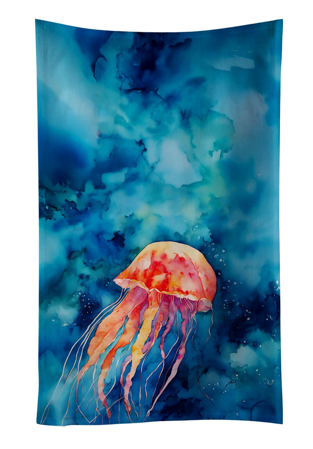 Jellyfish Kitchen Towel Velour Plush Front and Cotton Loop Back Machine Washable