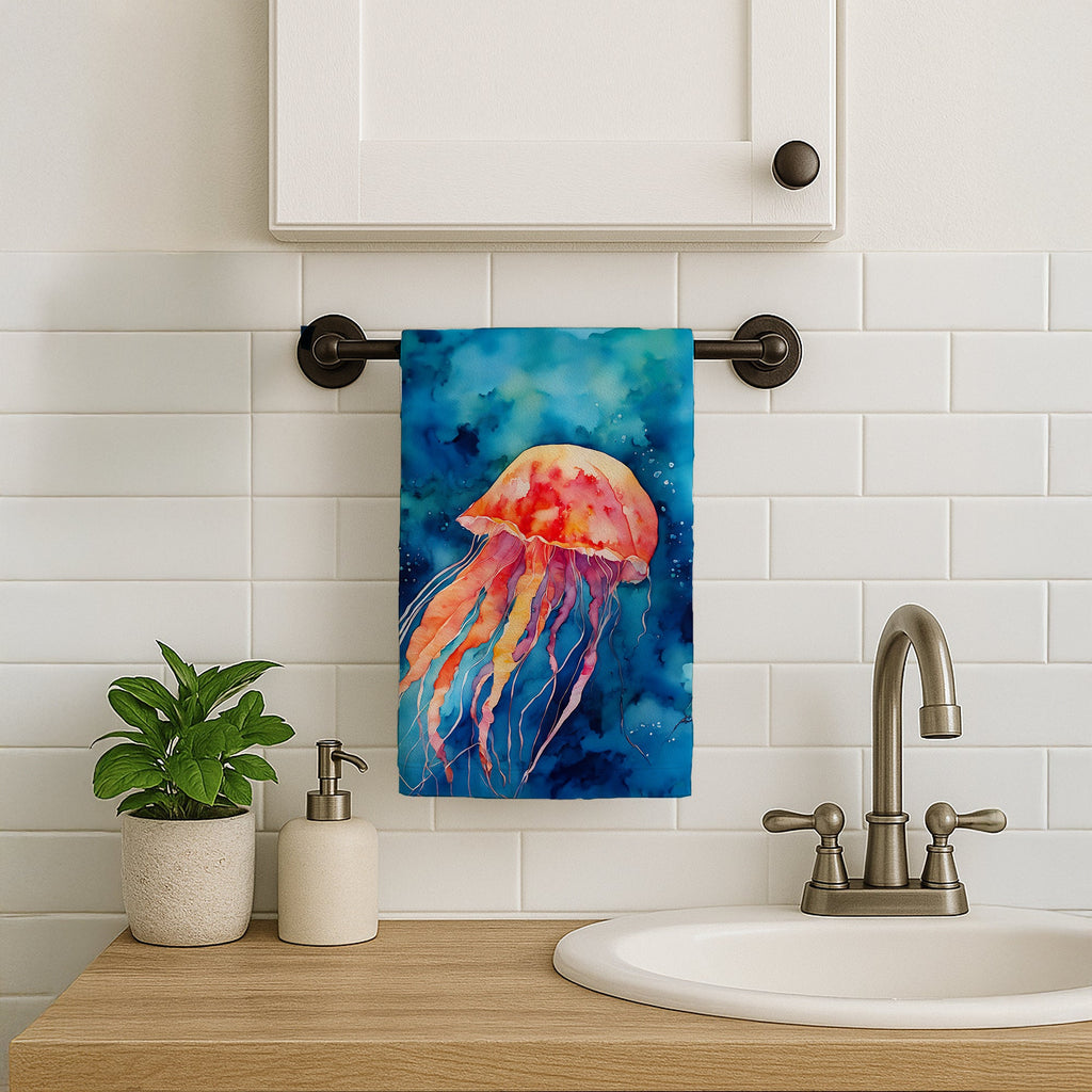 Jellyfish Kitchen Towel Velour Plush Front and Cotton Loop Back Machine Washable
