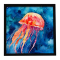 Jellyfish Framed Metal Print Bathroom, Kitchen, Office, Home Decor Wall Art Ready to Hang, Square, 8X8