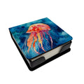 Jellyfish PU Leather Note Paper Holder with Artist-Designed Cover, Desk Accessory, Office Gift