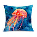 Jellyfish Decorative Throw Pillow 14x14 Indoor Outdoor Accent Cushion, Fabric Cover with Insert for Sofa, Bed, Porch & Living Room