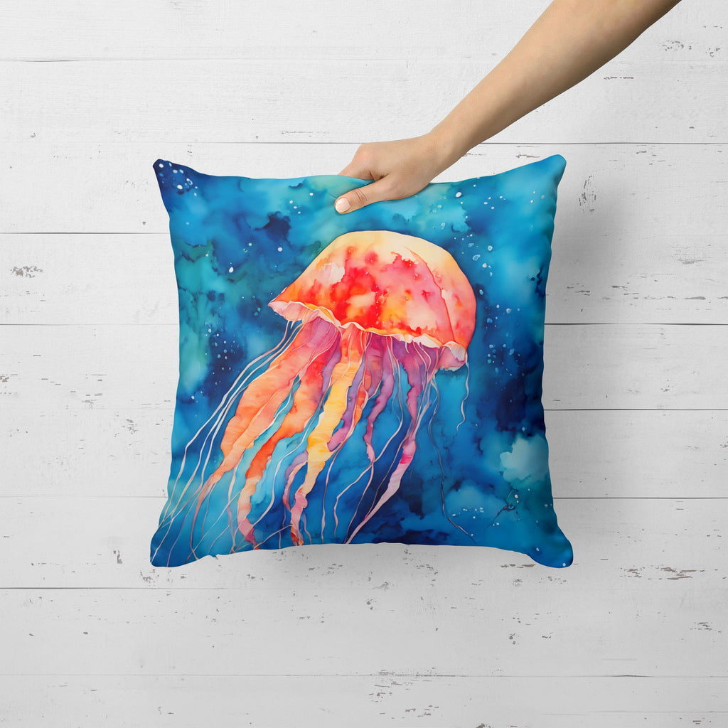 Jellyfish Decorative Throw Pillow 18x18 Indoor Outdoor Accent Cushion, Fabric Cover with Insert for Sofa, Bed, Porch & Living Room